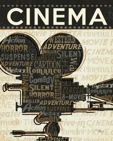 Cinema I White Modern Wood Framed Art Print with Double Matting by Pela Studio