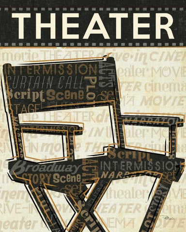 Cinema III Black Ornate Wood Framed Art Print with Double Matting by Pela Studio