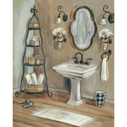 French Bath I White Modern Wood Framed Art Print by Vassileva, Silvia