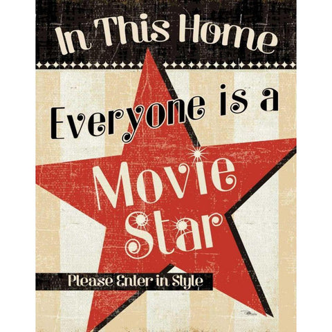 In This Home Everyone is a Star Black Modern Wood Framed Art Print with Double Matting by Pela Studio