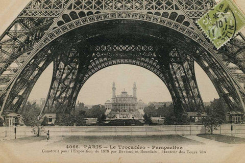 Le Base de la Tour Eiffel White Modern Wood Framed Art Print with Double Matting by Wild Apple Portfolio