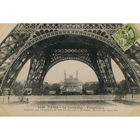 Le Base de la Tour Eiffel Black Modern Wood Framed Art Print with Double Matting by Wild Apple Portfolio