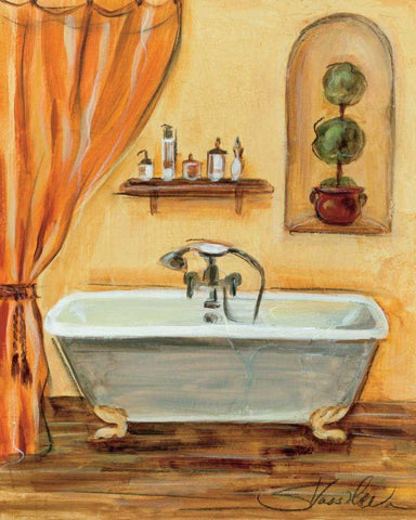 Tuscan Bath I White Modern Wood Framed Art Print with Double Matting by Vassileva, Silvia