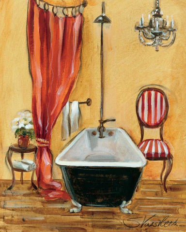 Tuscan Bath III Black Ornate Wood Framed Art Print with Double Matting by Vassileva, Silvia