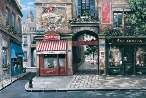 Vogue Cafe Black Ornate Wood Framed Art Print with Double Matting by St. John, Mark