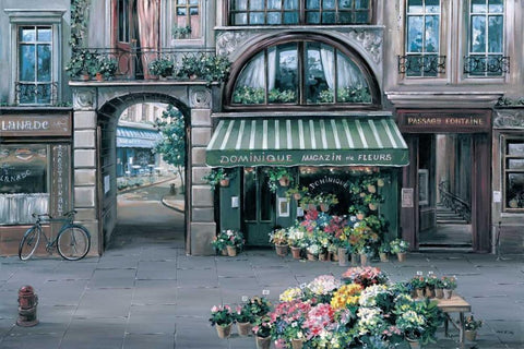 Dominique Fleuriste White Modern Wood Framed Art Print with Double Matting by St. John, Mark