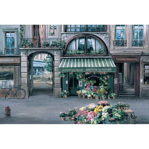 Dominique Fleuriste Black Modern Wood Framed Art Print by St. John, Mark