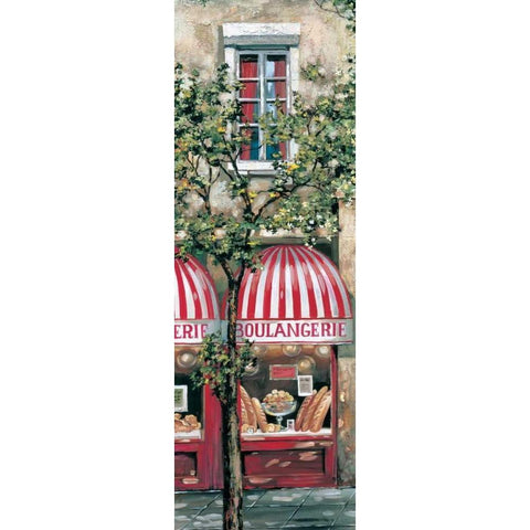 Red Striped Awning Gold Ornate Wood Framed Art Print with Double Matting by St. John, Mark