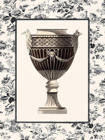 Roman Urn with Toile I Black Ornate Wood Framed Art Print with Double Matting by Chilton, Sarah Elizabeth