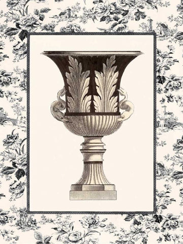 Roman Urn with Toile II Black Ornate Wood Framed Art Print with Double Matting by Chilton, Sarah Elizabeth