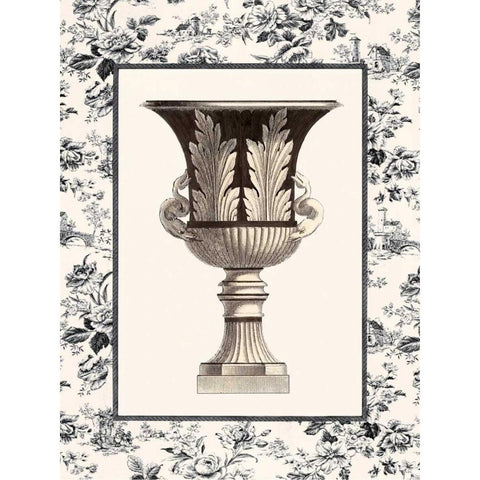 Roman Urn with Toile II White Modern Wood Framed Art Print by Chilton, Sarah Elizabeth