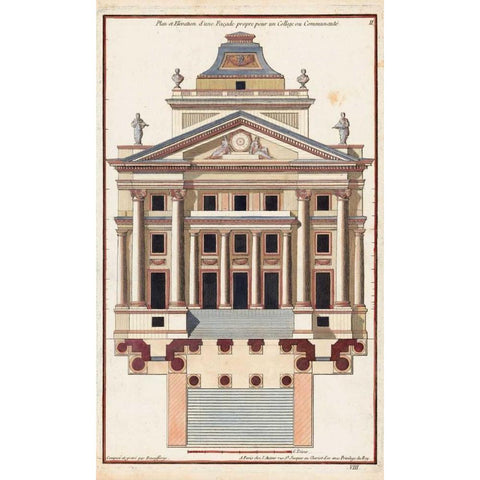Palladio Facade I Black Modern Wood Framed Art Print by Palladio, Andrea