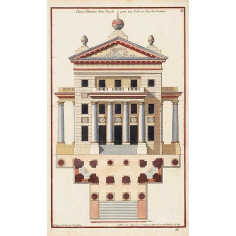 Palladio Facade II Black Modern Wood Framed Art Print with Double Matting by Palladio, Andrea