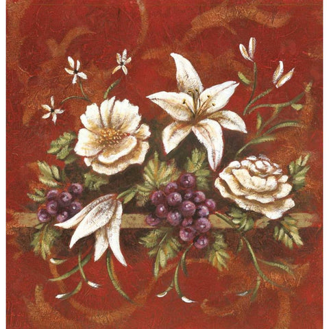 Jaipur Blossoms I Gold Ornate Wood Framed Art Print with Double Matting by DeMarco, Fiona