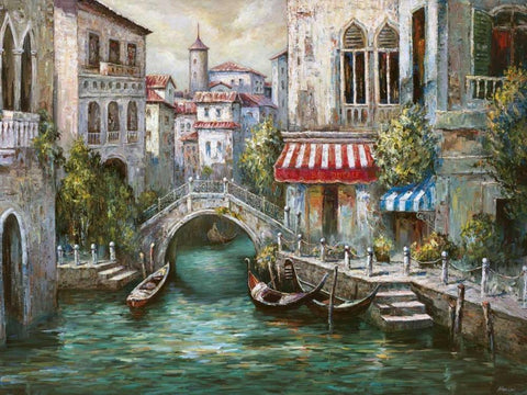 Venezia Petite I White Modern Wood Framed Art Print with Double Matting by Mancini, Gianni