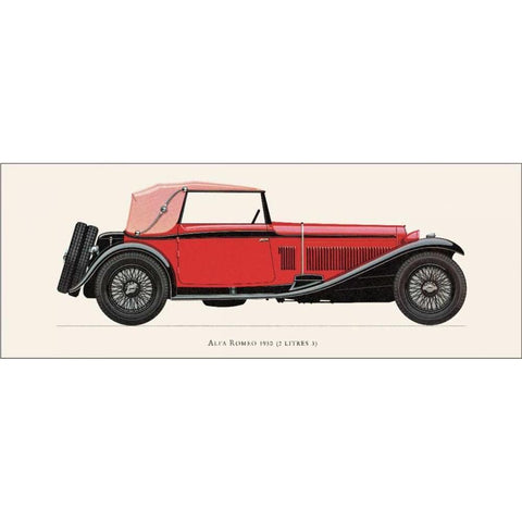 Alfa Romeo 1930 Gold Ornate Wood Framed Art Print with Double Matting by Fantini, Antonio