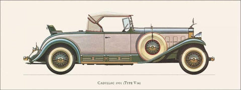Cadillac 1931 Black Ornate Wood Framed Art Print with Double Matting by Fantini, Antonio
