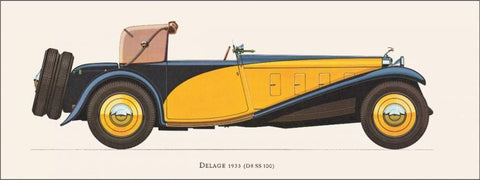 Delage 1933 Black Ornate Wood Framed Art Print with Double Matting by Fantini, Antonio
