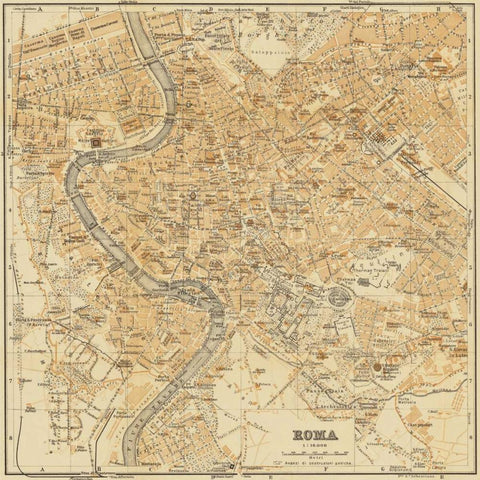 Mapa di Roma 1898 White Modern Wood Framed Art Print by Fiore, Lorenzo