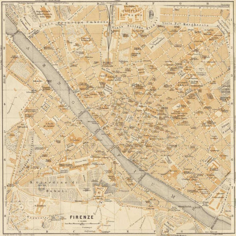 Mapa di Firenze 1896 Black Modern Wood Framed Art Print with Double Matting by Fiore, Lorenzo