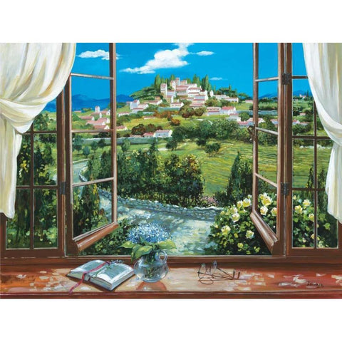 Montecatini View Black Modern Wood Framed Art Print with Double Matting by Lorenzo, Dante