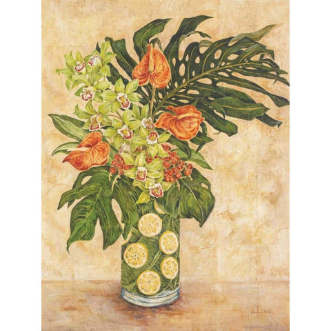 Anthurium and Orchid Gold Ornate Wood Framed Art Print with Double Matting by Shelby, Judy