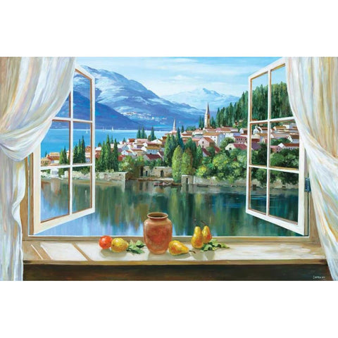 Lago di Fiori White Modern Wood Framed Art Print by Lorenzo, Dante