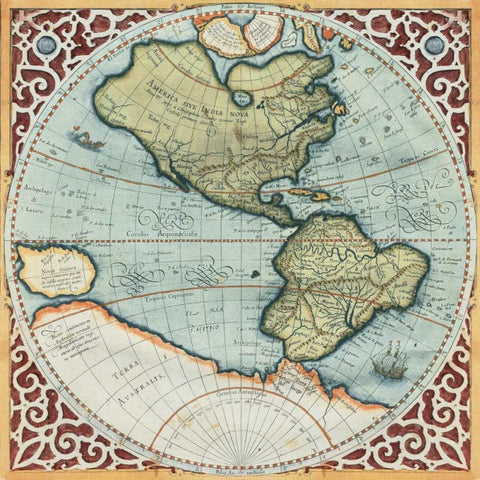 Terra Major I White Modern Wood Framed Art Print with Double Matting by Mercator, Gerardus