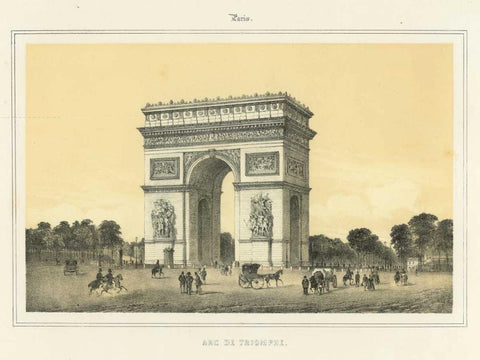 Arc de Triomphe Black Ornate Wood Framed Art Print with Double Matting by Rogers, Adam