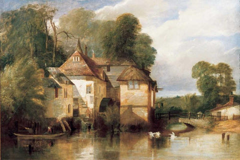Arundel Mill Black Ornate Wood Framed Art Print with Double Matting by Pyne| James Baker