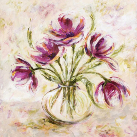 Felicity I White Modern Wood Framed Art Print with Double Matting by King, Michael