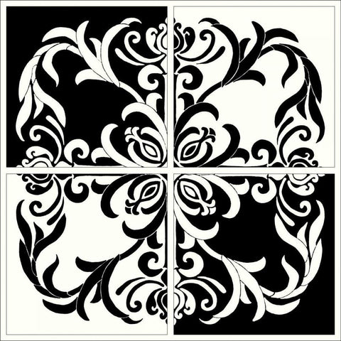 Damask Silhouette I Black Ornate Wood Framed Art Print with Double Matting by Shelby, Judy