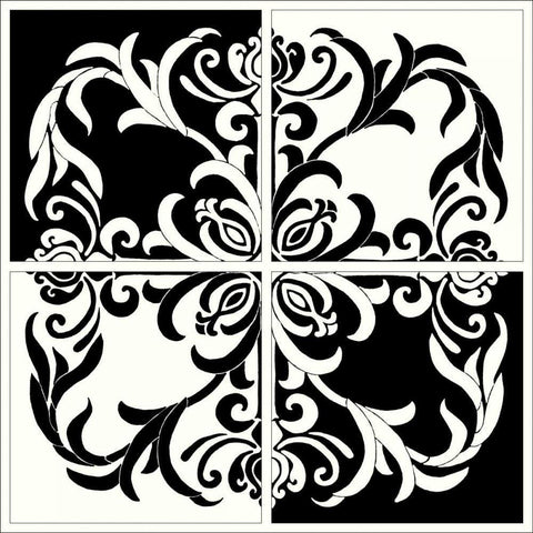 Damask Silhouette I Black Modern Wood Framed Art Print by Shelby, Judy