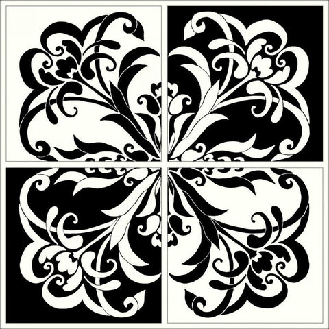 Damask Silhouette II Black Ornate Wood Framed Art Print with Double Matting by Shelby, Judy