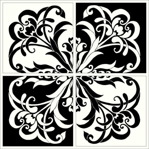 Damask Silhouette II Black Modern Wood Framed Art Print by Shelby, Judy