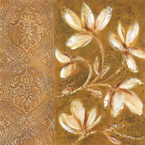 Bukara Paisley I White Modern Wood Framed Art Print with Double Matting by King, Michael