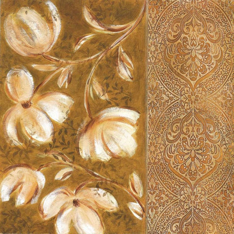 Bukara Paisley II Black Modern Wood Framed Art Print with Double Matting by King, Michael