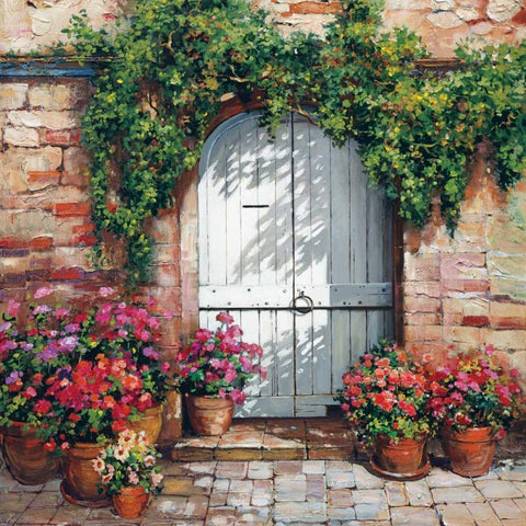 Stone Stairway Petites A Gold Ornate Wood Framed Art Print with Double Matting by Duvall, Roger