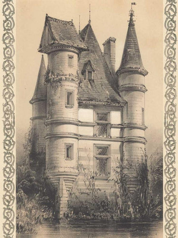Bordeaux Chateau I Black Ornate Wood Framed Art Print with Double Matting by Fermin Cassas, Louis