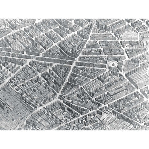 Plan of Paris 1730 - III White Modern Wood Framed Art Print by Bretez, Louis