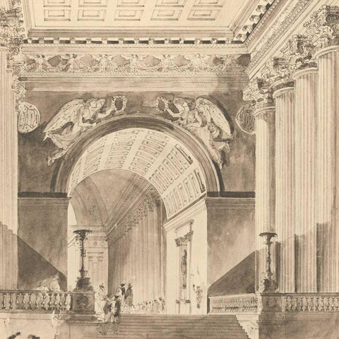 Portico Antico II White Modern Wood Framed Art Print with Double Matting by Bartolomeo, Maurizio