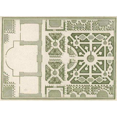 Courtly Garden Plan I Gold Ornate Wood Framed Art Print with Double Matting by Gravely, Sir Archibold