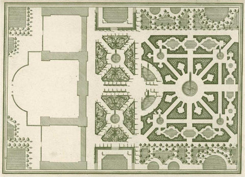 Courtly Garden Plan I White Modern Wood Framed Art Print with Double Matting by Gravely, Sir Archibold