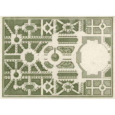 Courtly Garden Plan II Black Modern Wood Framed Art Print with Double Matting by Gravely, Sir Archibold