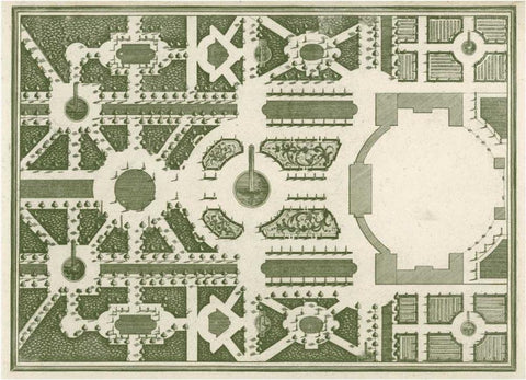 Courtly Garden Plan II White Modern Wood Framed Art Print with Double Matting by Gravely, Sir Archibold