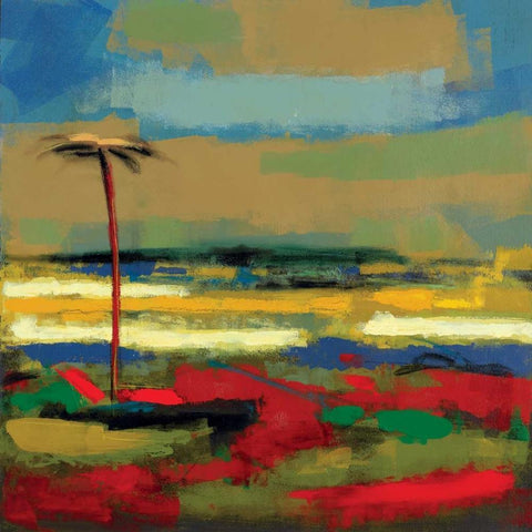 Gold Coast I White Modern Wood Framed Art Print with Double Matting by DeChino, Elya