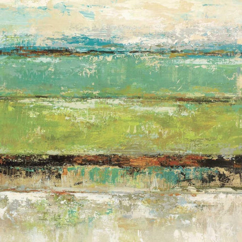 Living Green I Black Modern Wood Framed Art Print with Double Matting by King, Michael