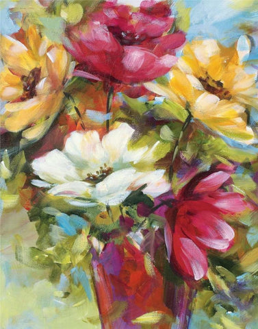 Celebration I White Modern Wood Framed Art Print with Double Matting by King, Michael