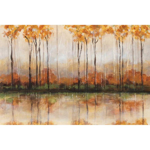Treeline White Modern Wood Framed Art Print by King, Michael