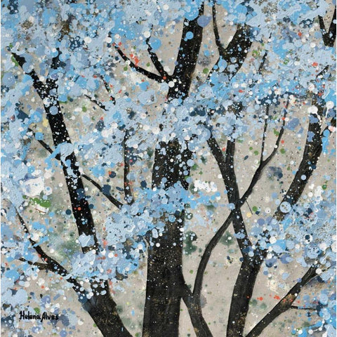 Winter Theme Black Modern Wood Framed Art Print by Alves, Helena